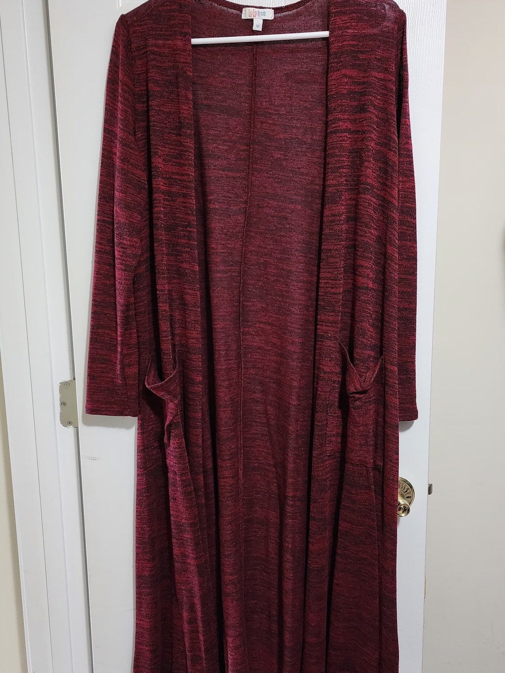 LuLaRoe Heathered Wine Open-Front Cardigan Sarah Duster  Medium
